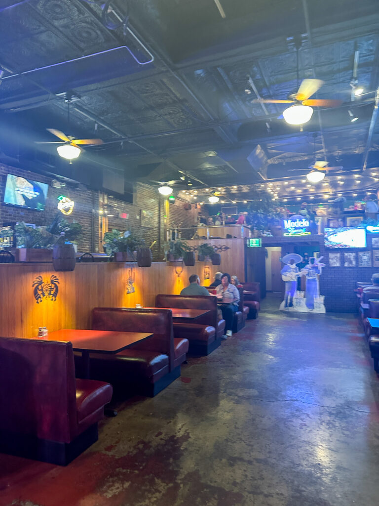 view of people eating in a restaurant for a post on greeting and seating in English 