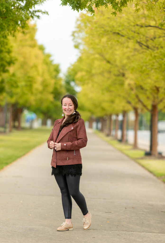 ESL teacher and Arkansas blogger, Amy Gramlich, stands in Little Rock park